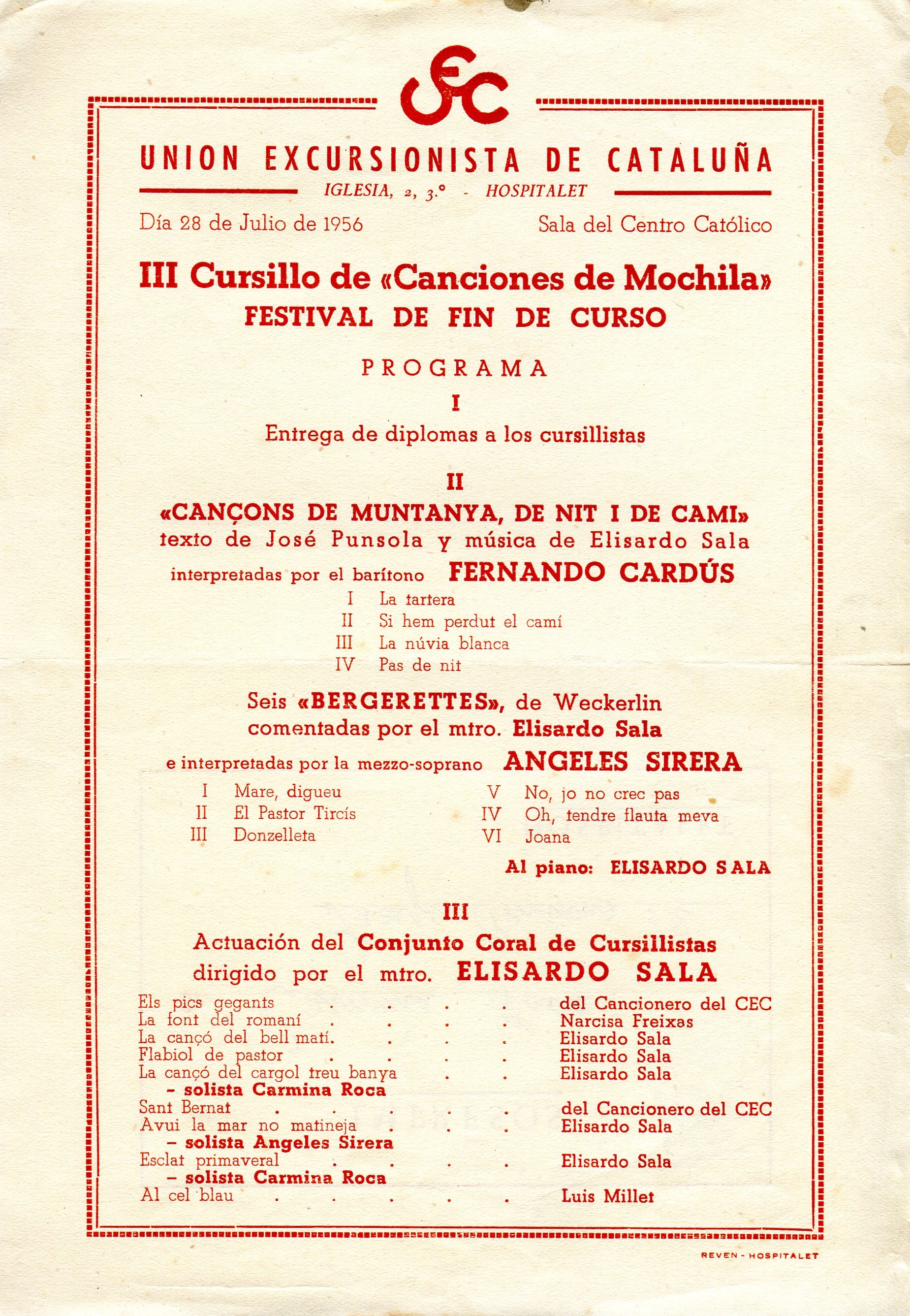 III Cursillo de "Canciones de Mochila" : Festival de fin de curso : Programa - Portada